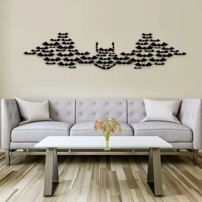 Halloween LED Bat Wall Decor 3D Black Bat Stickers Glowing Purple Lights Spooky Party Indoor Wall Decoration for Home Decoration